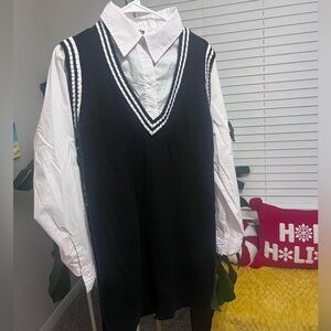 Black and white sweater dress.